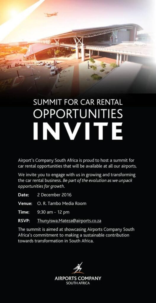 Car Rental Summit Invitation SAVRALA